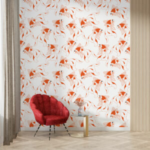 CHLOE - Papier peint motif poisson rouge entrée