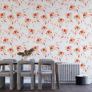 CHLOE - Papier peint motif poisson rouge salle à manger