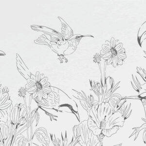 JUSTINE - Papier peint panoramique monochrome oiseaux nature