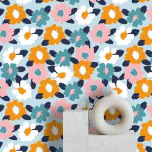 LINA - Papier peint motif floral abstrait pop entree