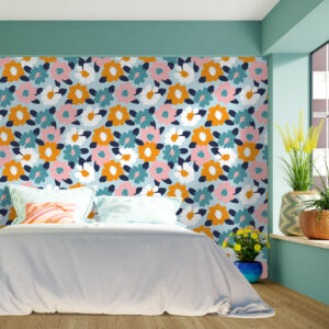 LINA - Papier peint motif floral abstrait pop tete de lit