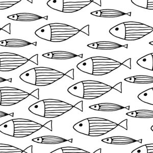 MALO - Papier peint motif poisson noir et blanc