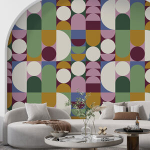 AGATHE - Papier peint motif géométrique vintage