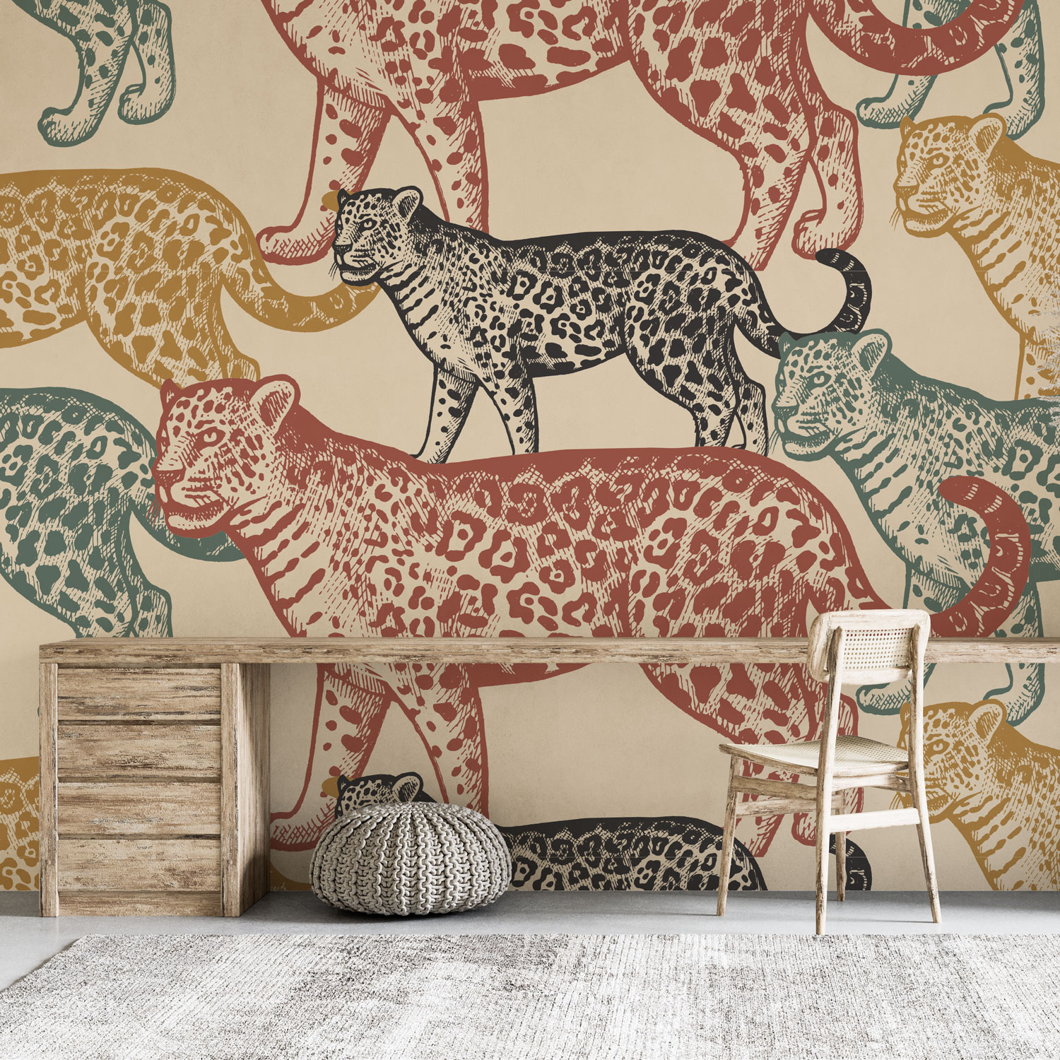 ALIX - Papier peint motif jaguar animal bureau homeoffice