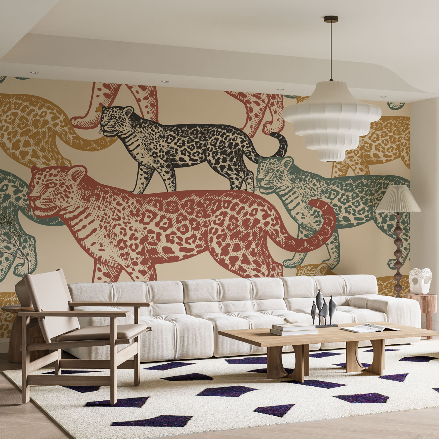 ALIX - Papier peint motif jaguar animal salon contemporain