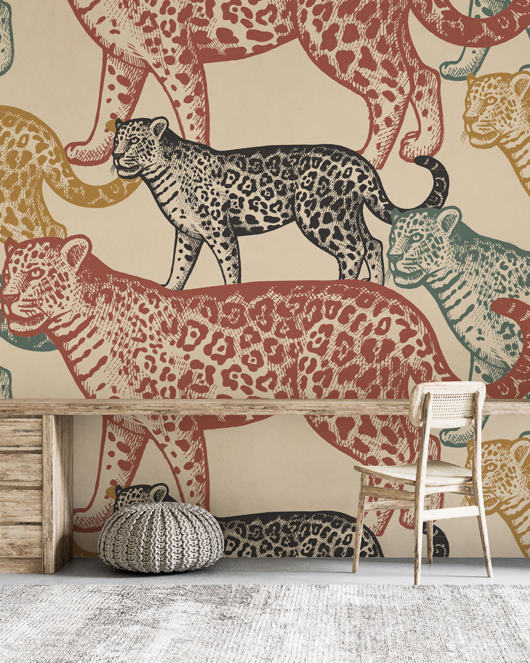 ALIX - Papier peint motif jaguar animal bureau homeoffice