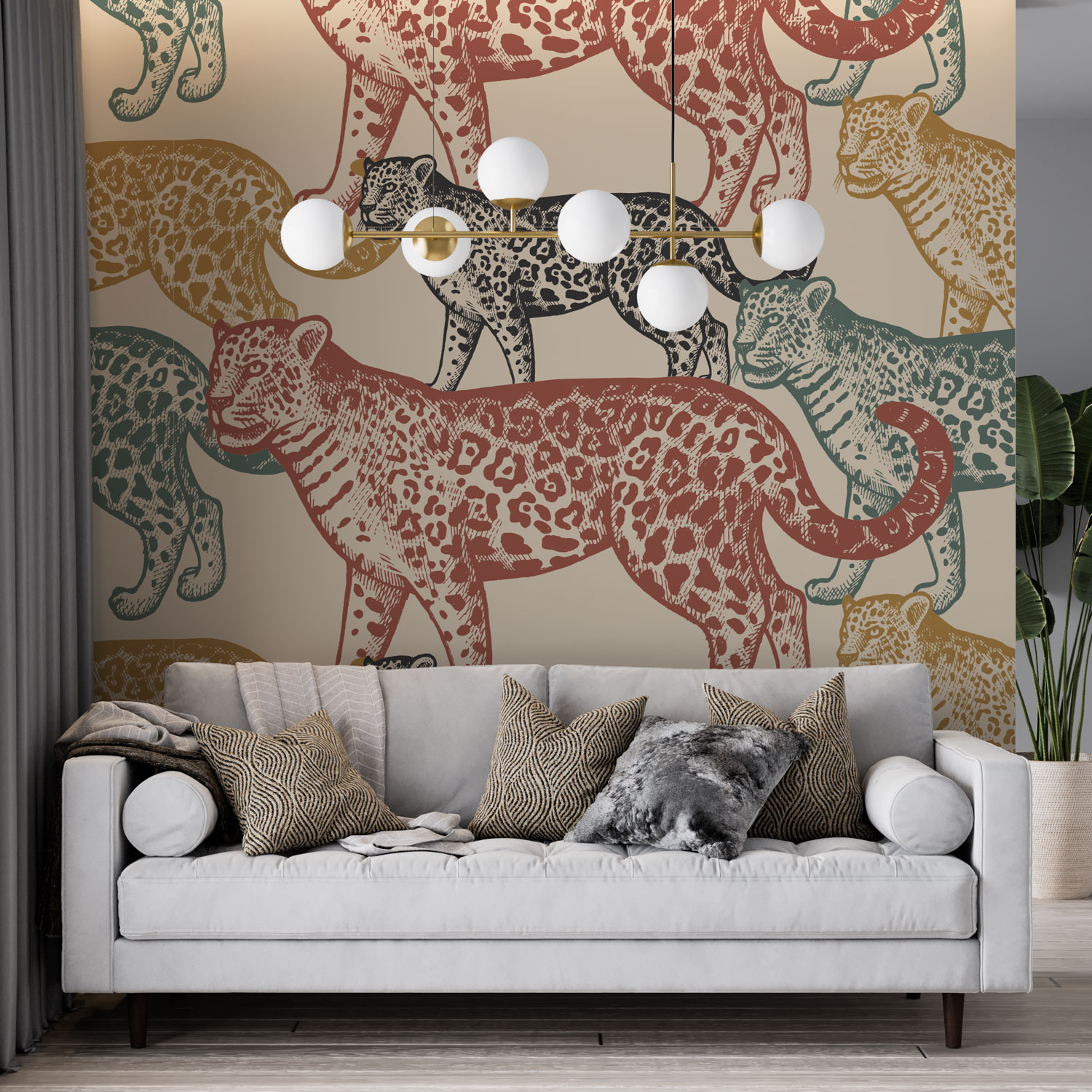 ALIX - Papier peint motif jaguar animal salon