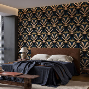 APOLLINE – Papier peint motif art déco arche palmée chambre d'hotel