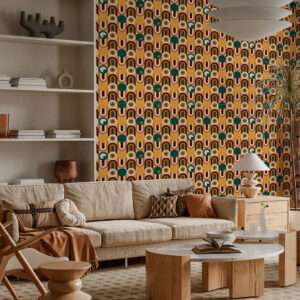 AYA - Papier peint wax motif africain géométrique salon