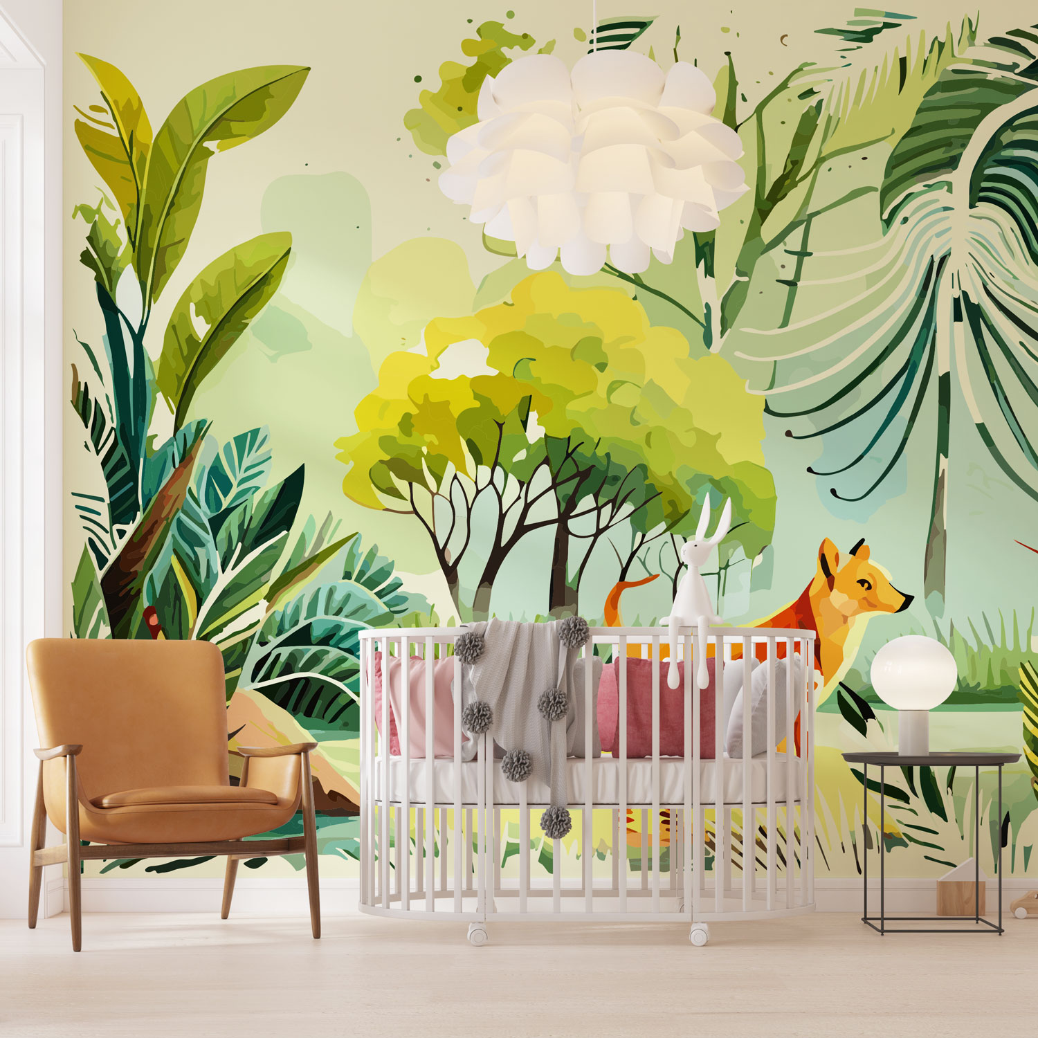 BASILE - Tapisserie jungle tropicale renard chambre enfant