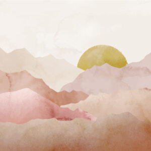 CAROLINE - Papier peint panoramique montagne coucher de soleil