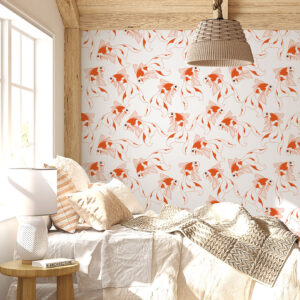CHLOE - Papier peint motif poisson rouge chambre