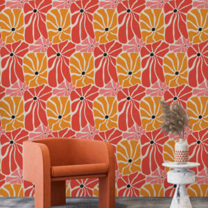 CLARISSE - Papier peint motif vintage fleurs flat design