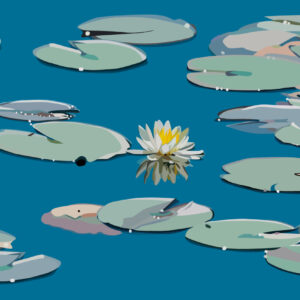 CLAUDE - Papier peint panoramique nympheas bleus