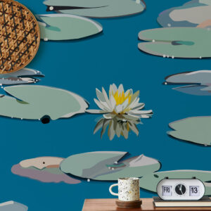 CLAUDE - Papier peint panoramique nympheas bleus salon