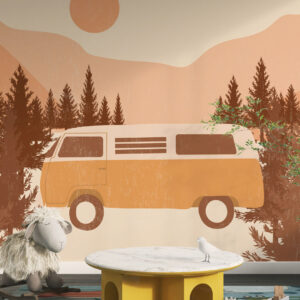 CLEMENCE - Papier peint panoramique combi van chambre bebe