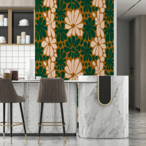 COLINE - Papier peint motif groovy flowers cuisine