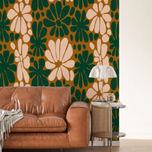 COLINE - Papier peint motif groovy flowers bureau