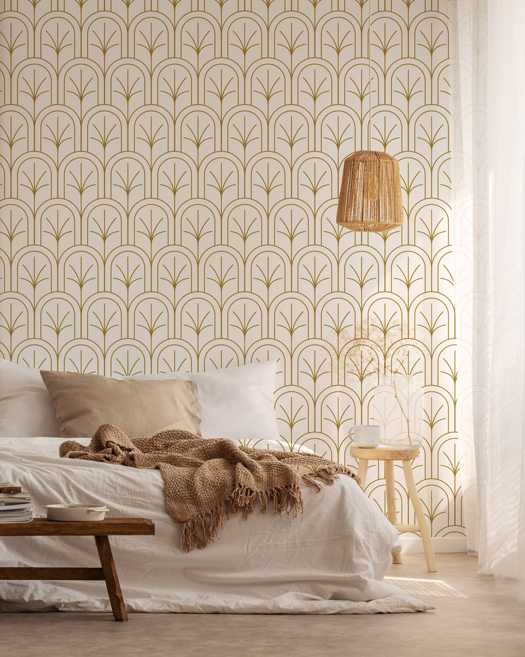 ELISE - Papier peint palmier art déco chambre