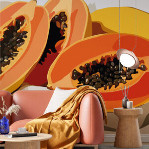 ILONA - Papier peint panoramique papaye géante salon