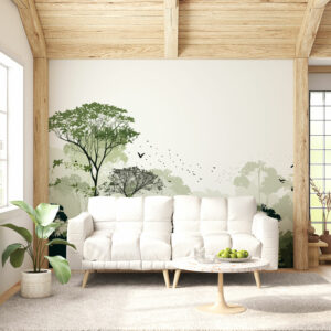 JADE - Papier peint panoramique foret tropicale verte salon