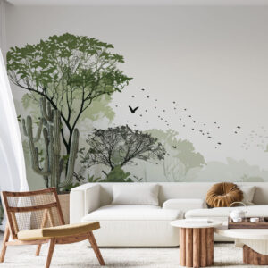 JADE - Papier peint panoramique foret tropicale verte salon