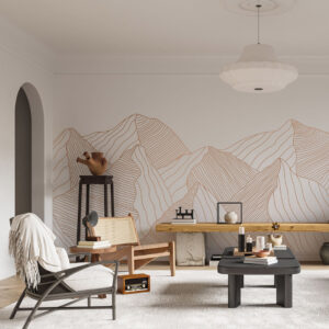JEAN - Papier peint panoramique montagnes minimaliste stries salon