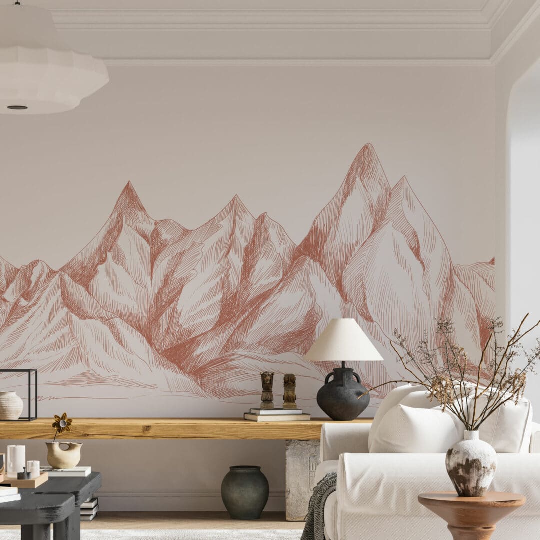 Papier Peint Adhésif 3D Style Montagne M8075 – Romy, Amovible, Déco Murale