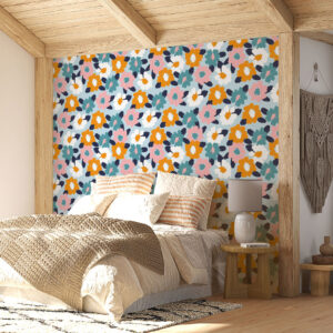 LINA - Papier peint motif floral abstrait pop chambre