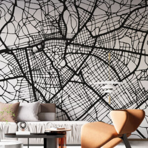 NEMAUSUS - Papier peint panoramique ville Nimes carte salon contemporain