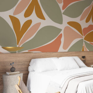 ROMY - Papier peint panoramique grosses fleurs modernes chambre parentale