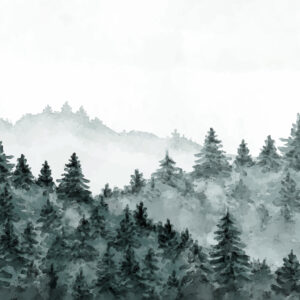 SAMUEL - Papier peint panoramique forêt aquarelle