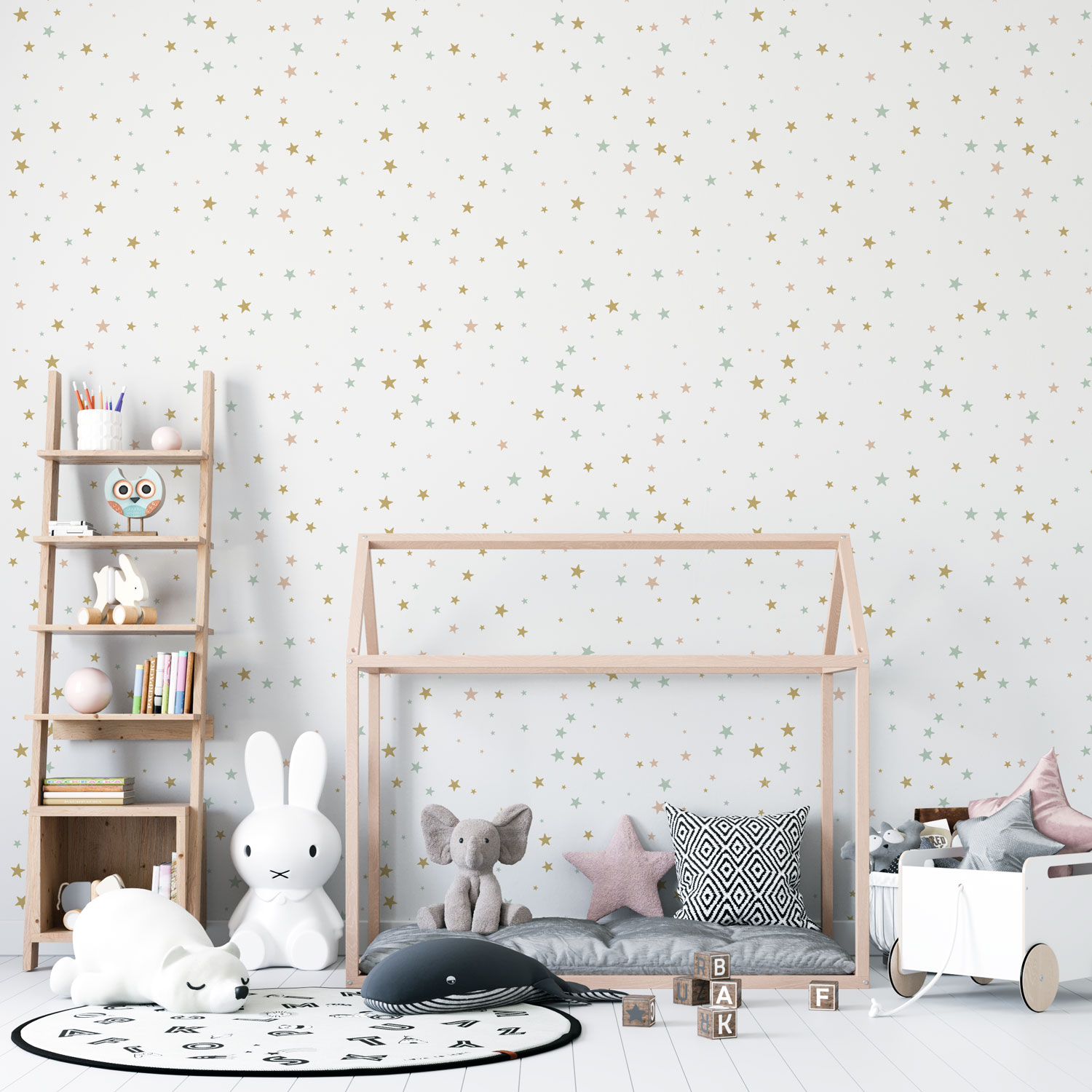 STELLA - Papier peint motif étoiles pastel chambre enfant