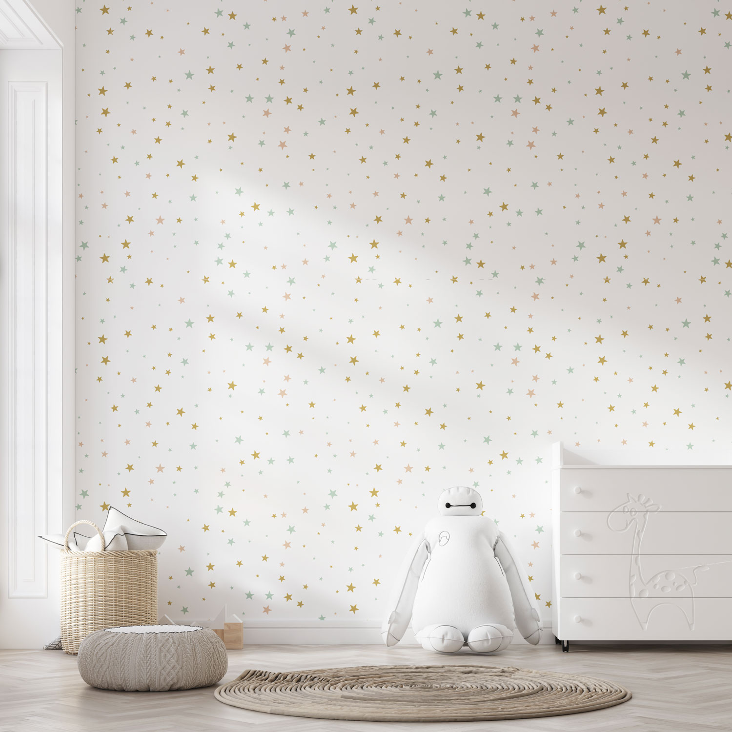 STELLA - Papier peint motif étoiles pastel chambre bebe