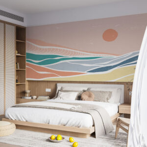 TIAGO - Papier peint mer panoramique multicolore chambre adulte