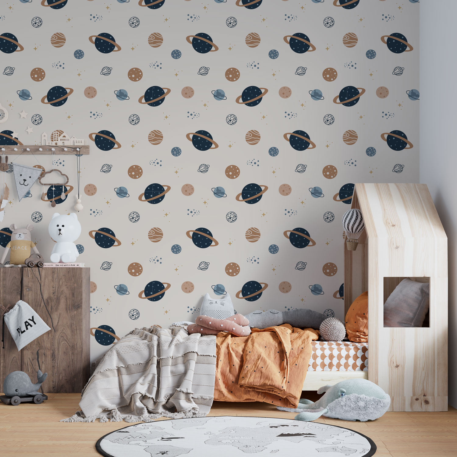 TIMEO - Papier peint motif astronomie planetes chambre enfant