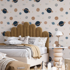 TIMEO - Papier peint motif astronomie planetes chambre garçon
