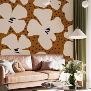 AMANDE - Papier peint grosses fleurs salon