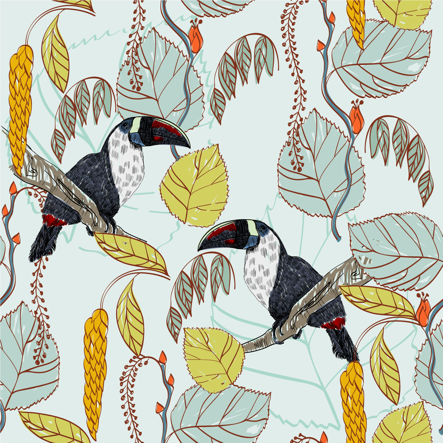 ANAELLE - Papier peint oiseau toucan