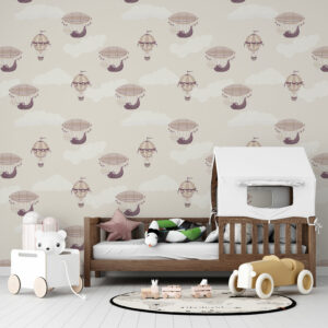 AUGUSTE - Papier peint montgolfière chambre bebe