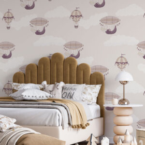 AUGUSTE - Papier peint montgolfière chambre enfant