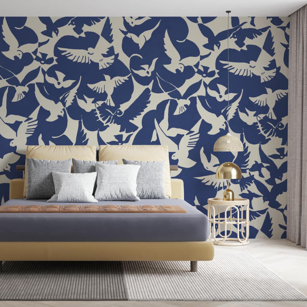 Murale Colombe Blanche Avec Ciel Bleu Et Feuilles Vertes Papier Peint 3D Mural Papier Salon Chambre Mur Décoratif 3D Papier Peint Coller Salon Le Mur Pour Chambre Mu 300 (largeur) x 210