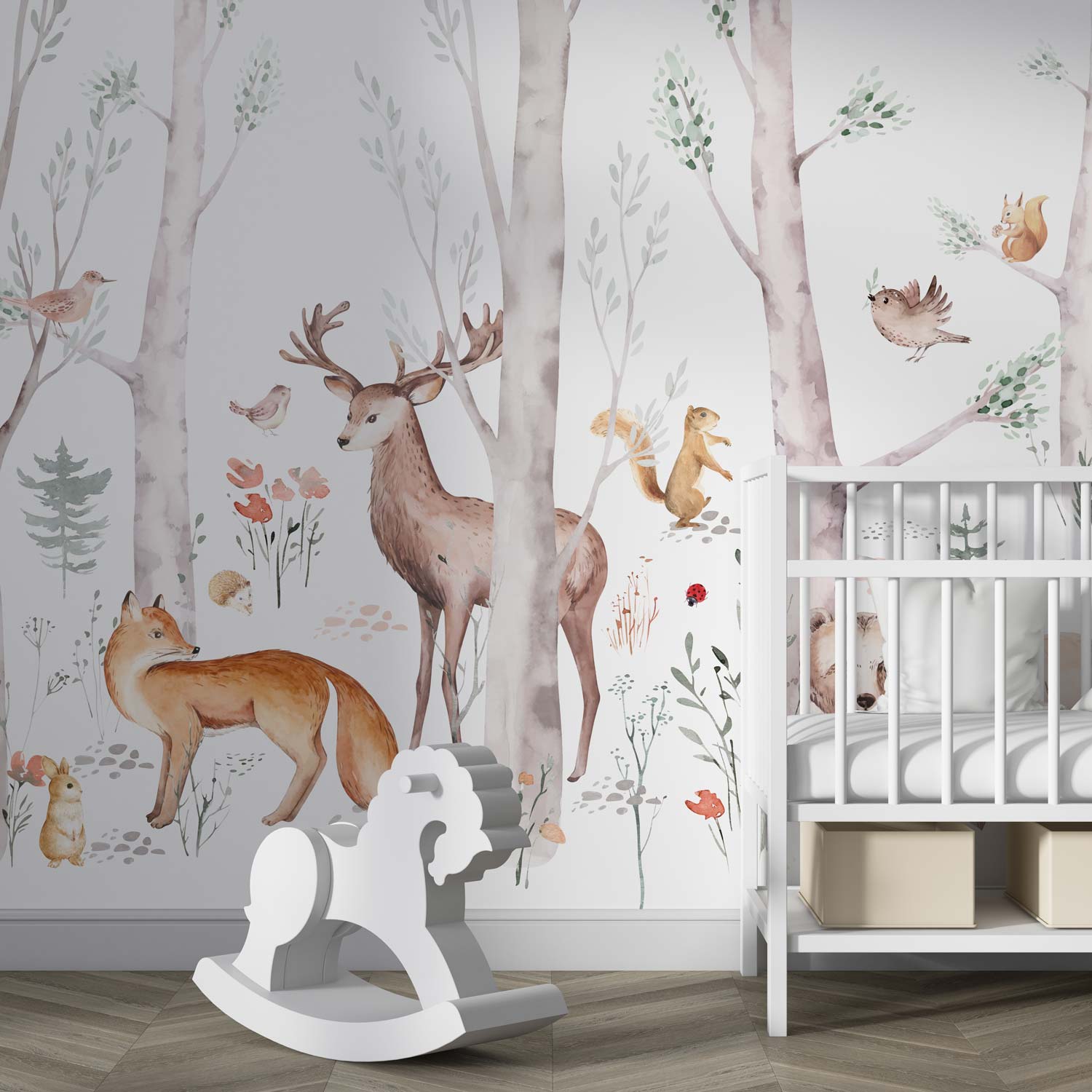 EDEN - Papier peint foret animaux chambre bébé