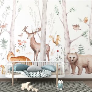 EDEN - Papier peint foret animaux chambre bébé
