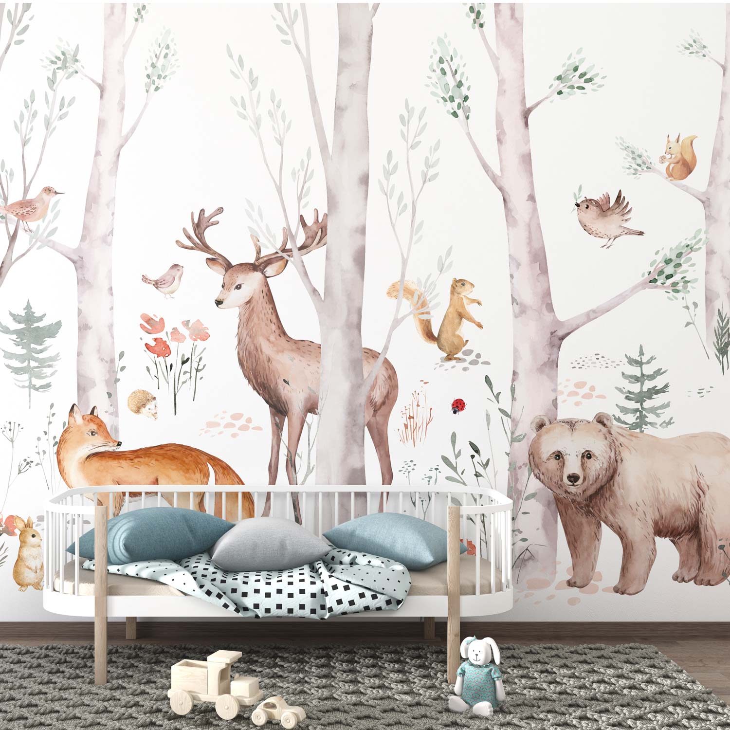 EDEN - Papier peint foret animaux chambre bébé