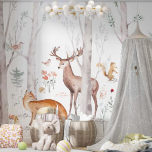 EDEN - Papier peint foret animaux chambre fille