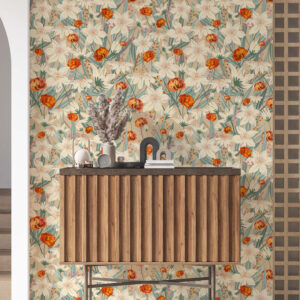 EDITH - Papier peint fleuri vintage entrée