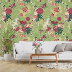 HANA - Papier peint oiseaux japonais salon