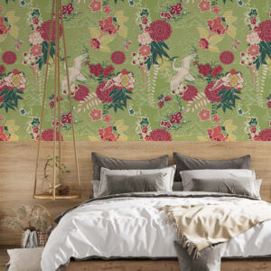 HANA - Papier peint oiseaux japonais chambre