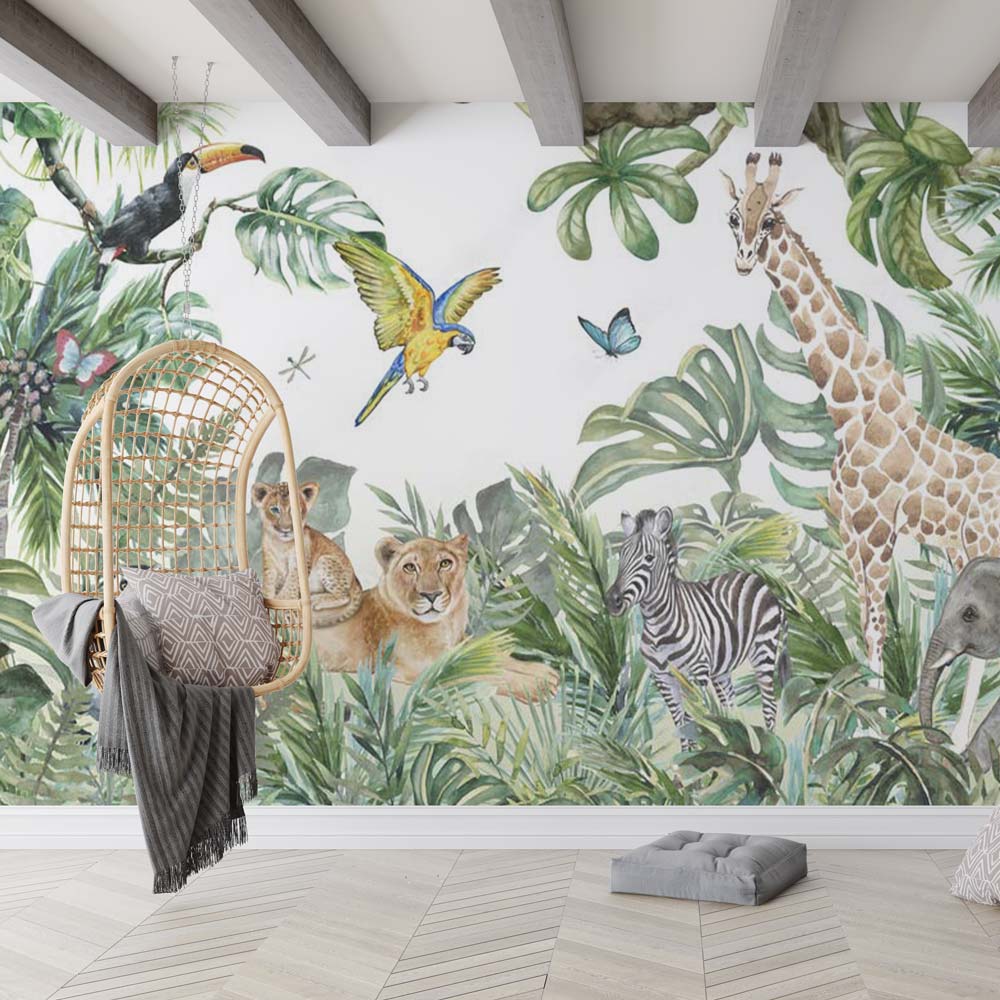 ISIDORE - Papier peint jungle panoramique chambre enfant